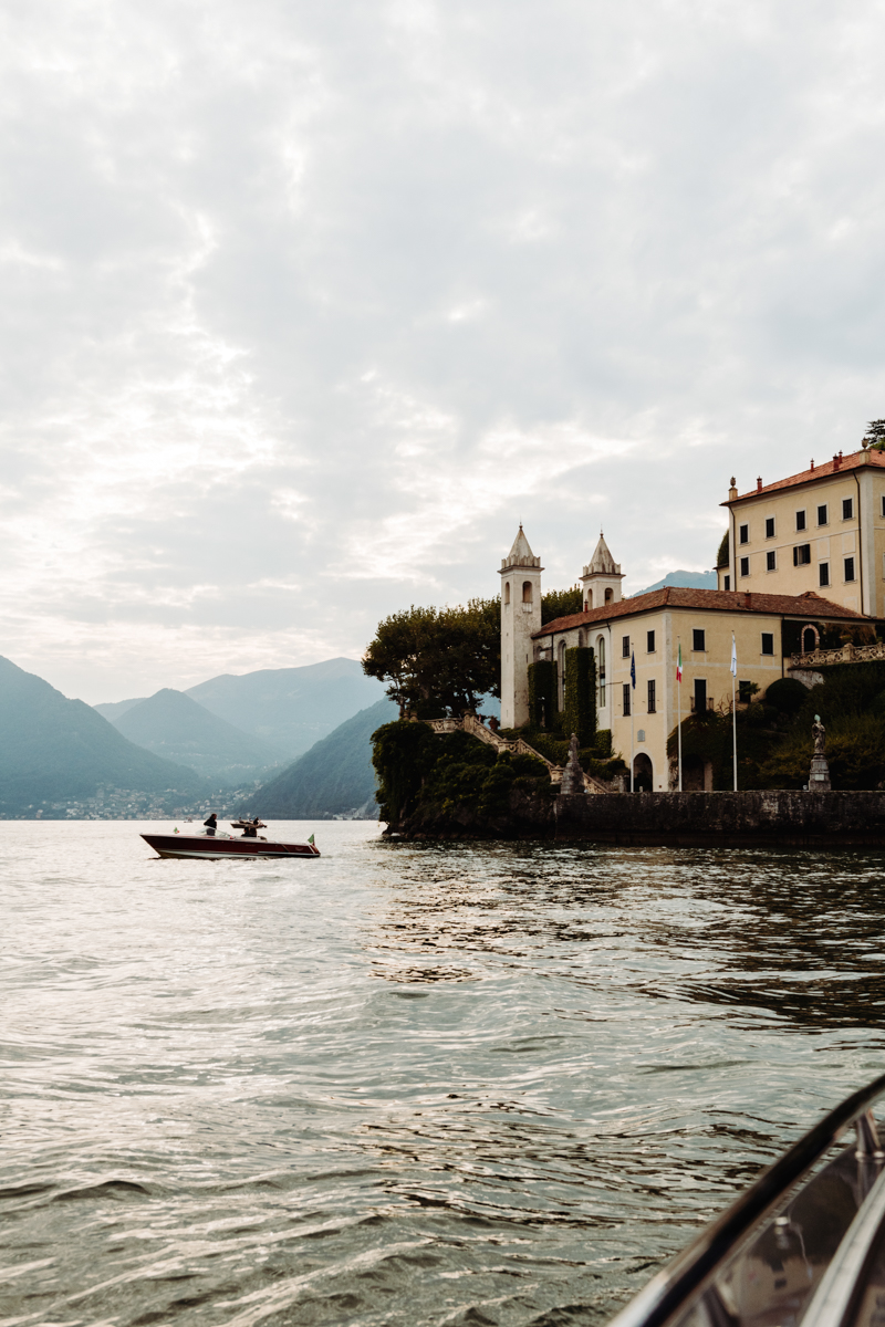 Villa Balbianello in Lake Como seen from a boat, photographed by an Italy Elopement Photographer